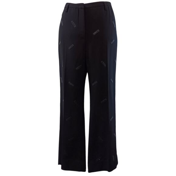 AKRIS Wide Leg Double Face Wool Pants 12 Ankle 33x26 Embellished Dressy Career - Picture 13 of 14